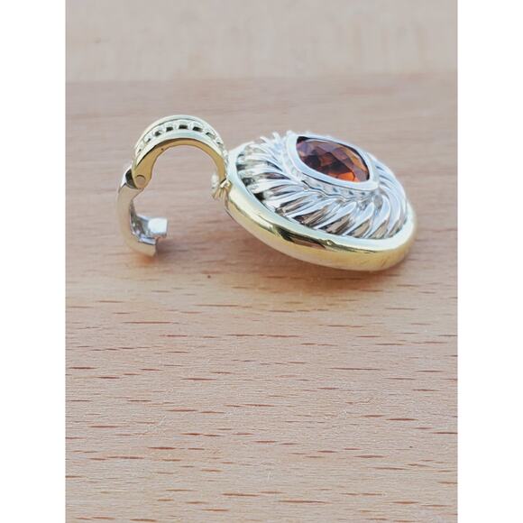 David Yurman Sterling Silver 14K Yellow Gold Citrine Cookie Pendant - Picture 4 of 7